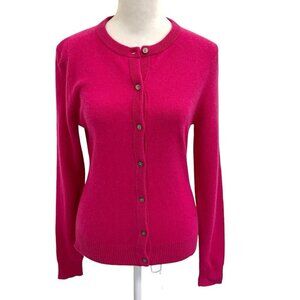 John Lewis 100% Cashmere Cardigan Sweater Soft Classic Bright Pink size 8